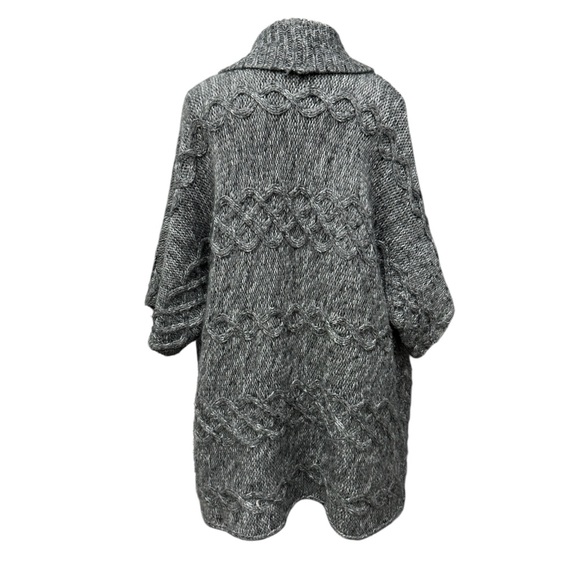 Cozy Girl Aesthetic Oversized Chunky Cable Knit Cocoon Cardigan Gray - Picture 4 of 7
